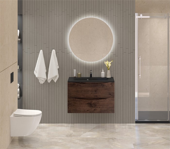 Тумба с раковиной подвесная BelBagno MARINO 80 Rovere Moro, раковина чёрная BB800/450-LV-ART-PR-NERO 202828