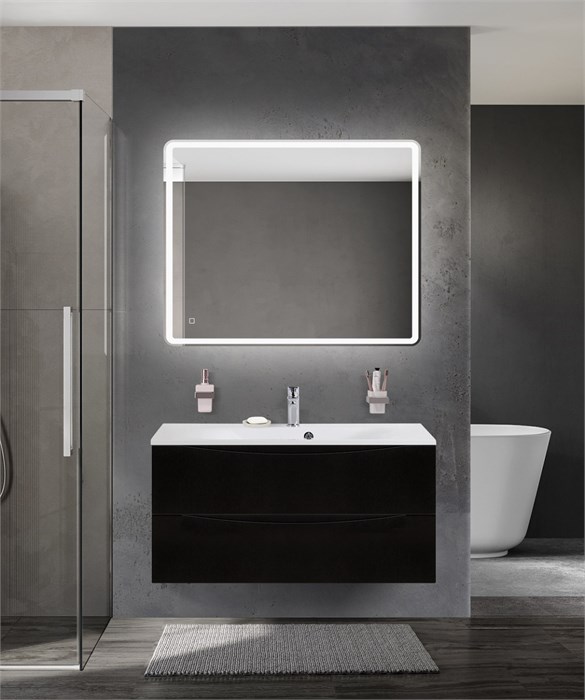 Тумба с раковиной подвесная BelBagno MARINO 100 Nero Lucido, раковина белая BB1000/450-LV-MR-FT 202756