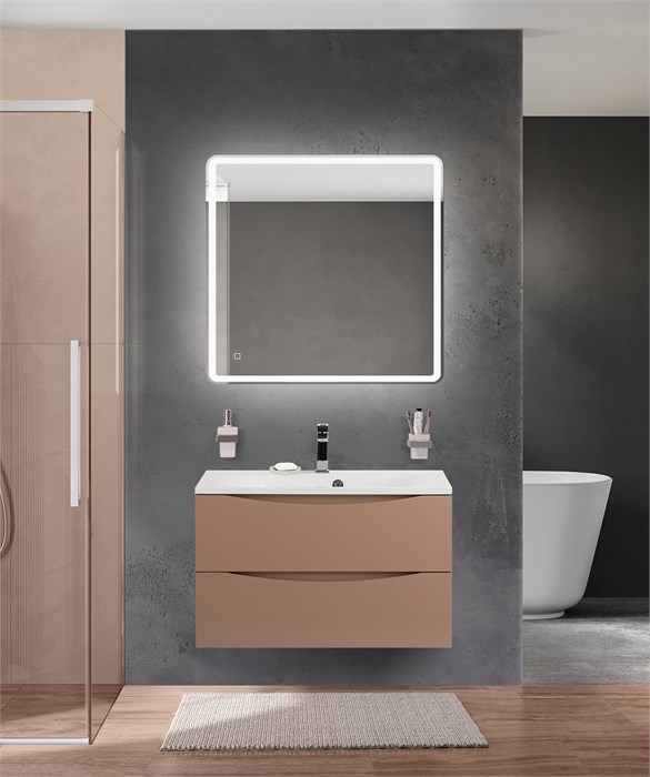 Тумба с раковиной подвесная BelBagno MARINO 80 Capucino Lucido, раковина белая BB800/450-LV-MR-FT 202743