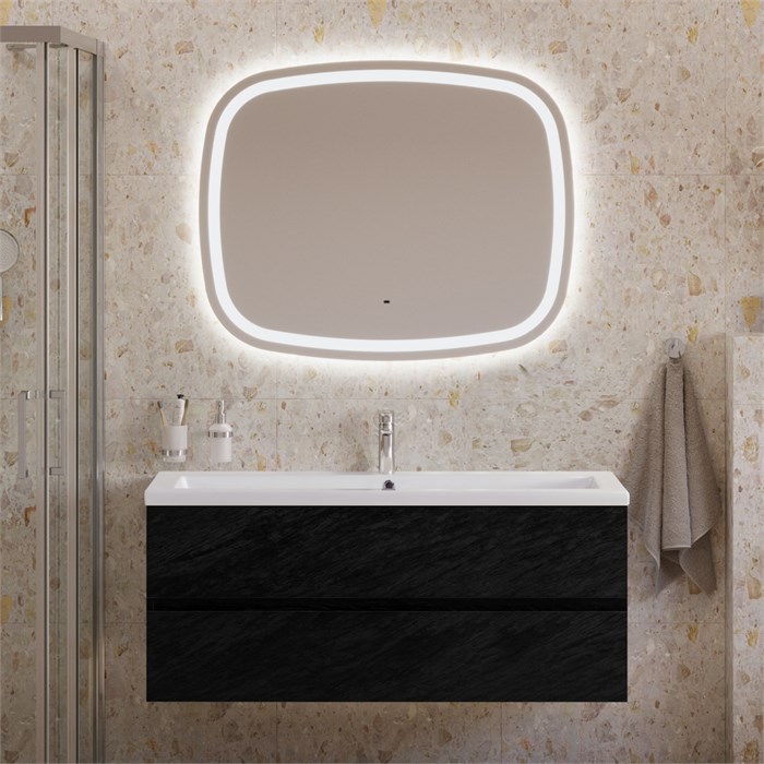 Тумба с раковиной подвесная CEZARES MOLVENO 46 120 Nero, раковина белая  CZR-8070-120 190905