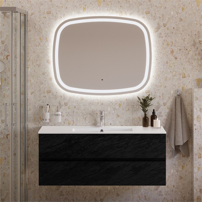 Тумба с раковиной подвесная CEZARES MOLVENO 46 120 Nero, раковина белая CZR-8002-120 190902