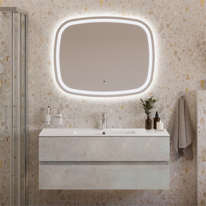 Тумба с раковиной подвесная CEZARES MOLVENO 46 120 Beton, раковина белая CZR-8002-120 190901