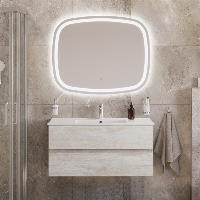 Тумба с раковиной подвесная CEZARES MOLVENO 46 100 Legno Bianco, раковина белая CZR-8002-100 190898