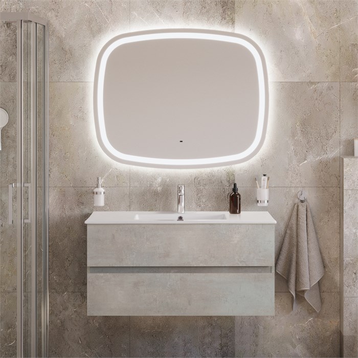 Тумба с раковиной подвесная CEZARES MOLVENO 46 100 Beton, раковина белая CZR-8002-100 190896