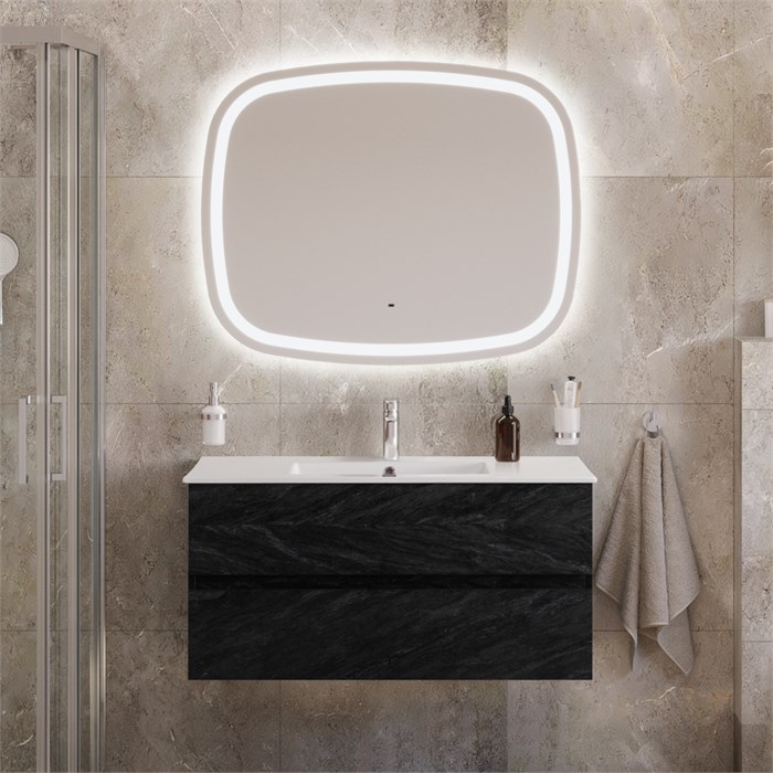 Тумба с раковиной подвесная CEZARES MOLVENO 46 100 Antracite, раковина белая CZR-8002-100 190895