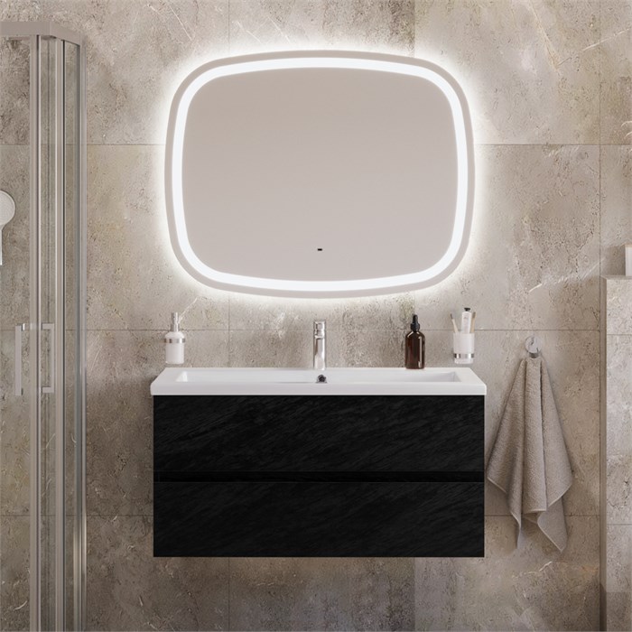 Тумба с раковиной подвесная CEZARES MOLVENO 46 100 Nero, раковина белая CZR-8070-100 190893