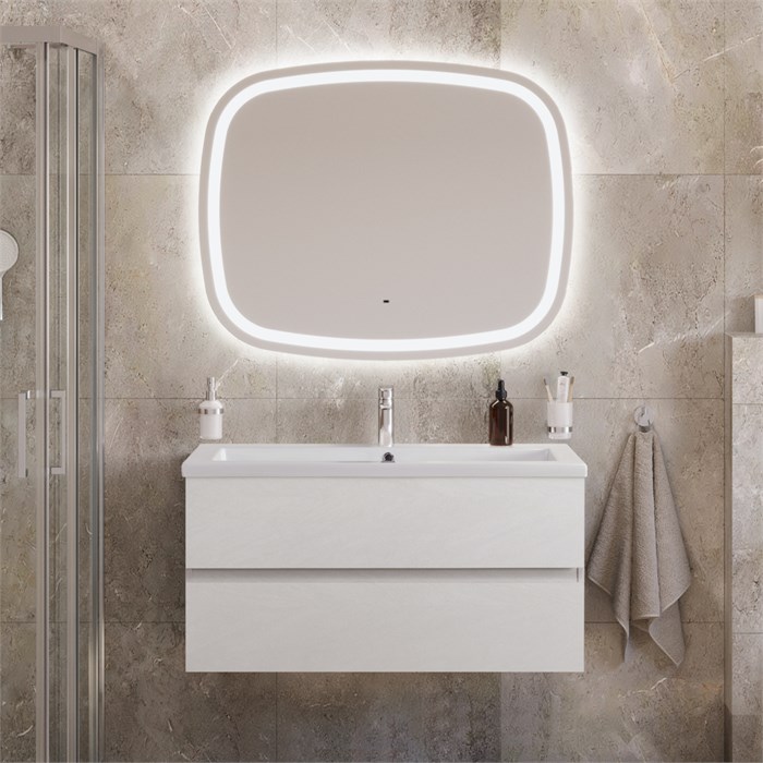 Тумба с раковиной подвесная CEZARES MOLVENO 46 100 Bianco Ghiaccio, раковина белая CZR-8070-100 190891