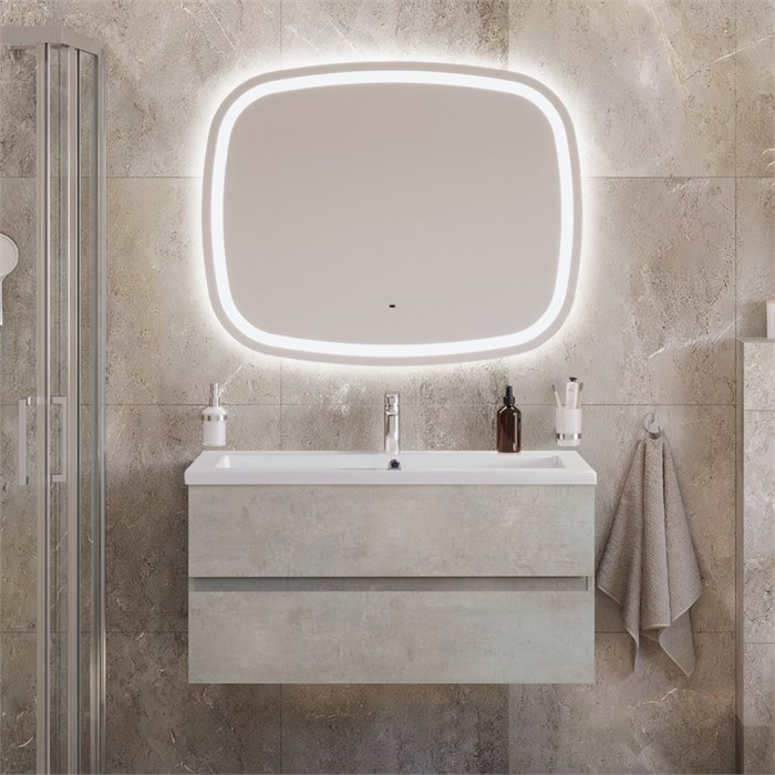 Тумба с раковиной подвесная CEZARES MOLVENO 46 100 Beton, раковина белая CZR-8070-100 190890