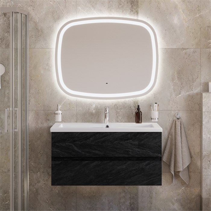 Тумба с раковиной подвесная CEZARES MOLVENO 46 100 Antracite, раковина белая CZR-8070-100 190889