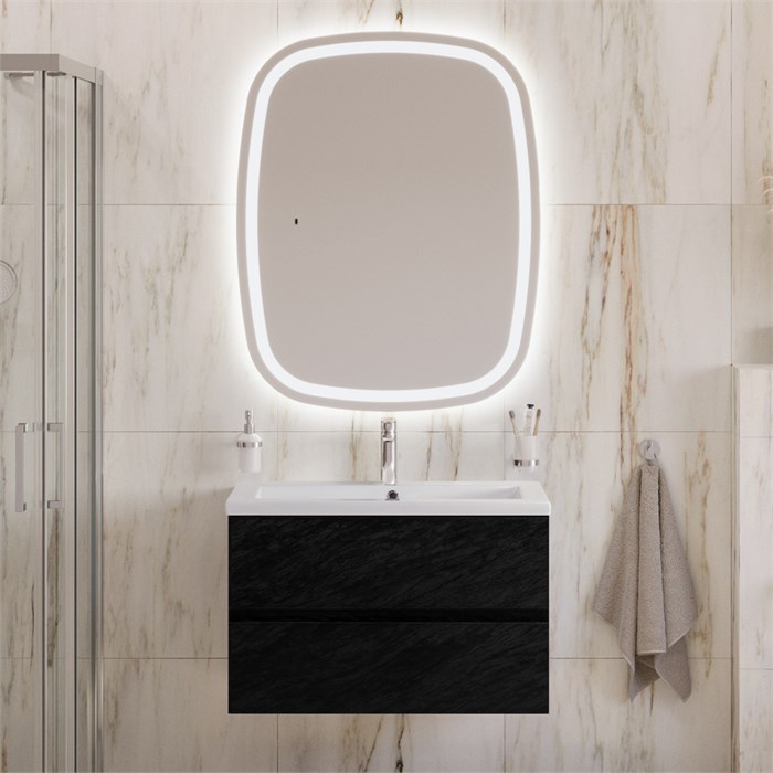 Тумба с раковиной подвесная CEZARES MOLVENO 46 80 Nero, раковина белая CZR-8070-80 190886