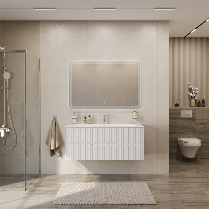 Тумба с раковиной подвесная CEZARES DUET-N 120 Bianco Opaco, раковина белая CZR-8073-120 190857