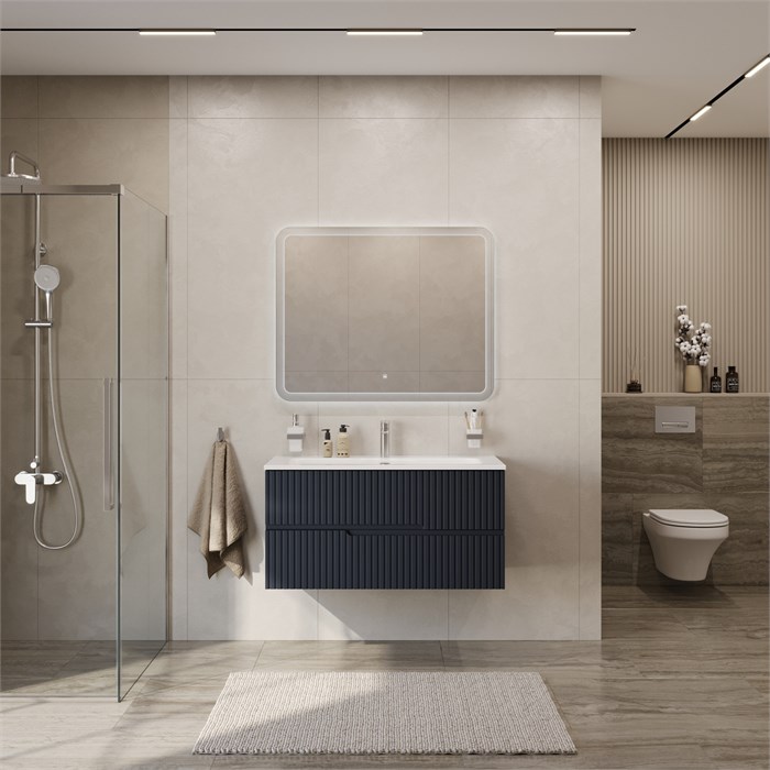 Тумба с раковиной подвесная CEZARES DUET-N 100 Grafito, раковина белая CZR-8073-100 190844