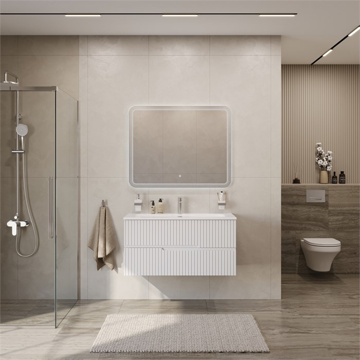 Тумба с раковиной подвесная CEZARES DUET-N 100 Bianco Opaco, раковина белая CZR-8073-100 190843