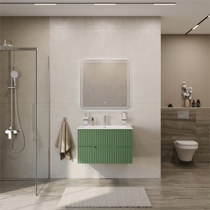 Тумба с раковиной подвесная CEZARES DUET-N 80 Фисташковый Софт, раковина белая  CZR-8073-80 190832