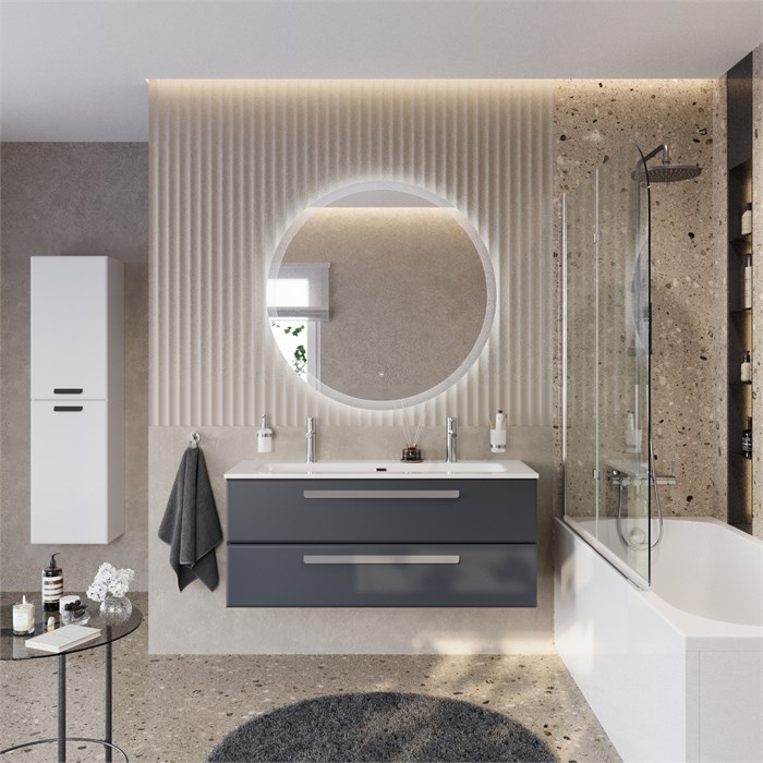 Тумба с раковиной подвесная CEZARES ECO-CER-N 120 Grafito, раковина белая CZR-8073-120-1-2 190796