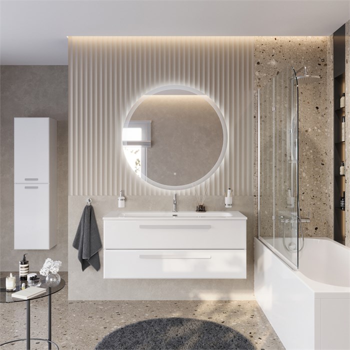 Тумба с раковиной подвесная CEZARES ECO-CER-N 120 Bianco Lucido, раковина белая CZR-8073-120 190787