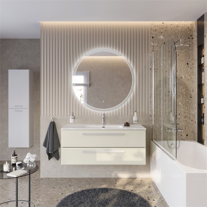 Тумба с раковиной подвесная CEZARES ECO-CER-N 120 Альпака Брашированная, раковина белая CZR-8095-120 190784