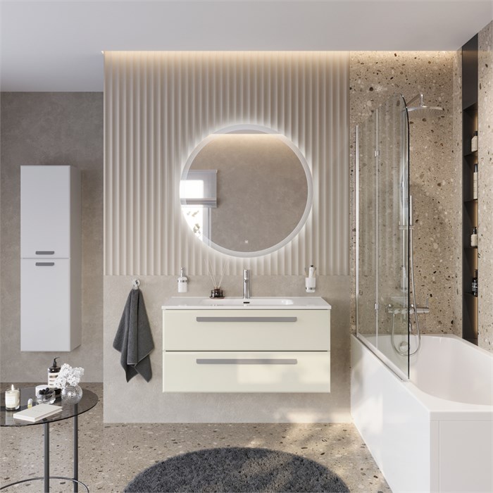 Тумба с раковиной подвесная CEZARES ECO-CER-N 100 Альпака Брашированная, раковина белая CZR-8095-100 190761