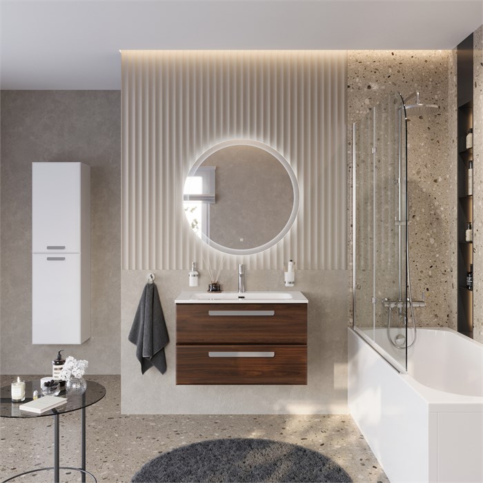 Тумба с раковиной подвесная CEZARES ECO-CER-N 80 Орех шоколад Софт, раковина белая CZR-8073-80 190749