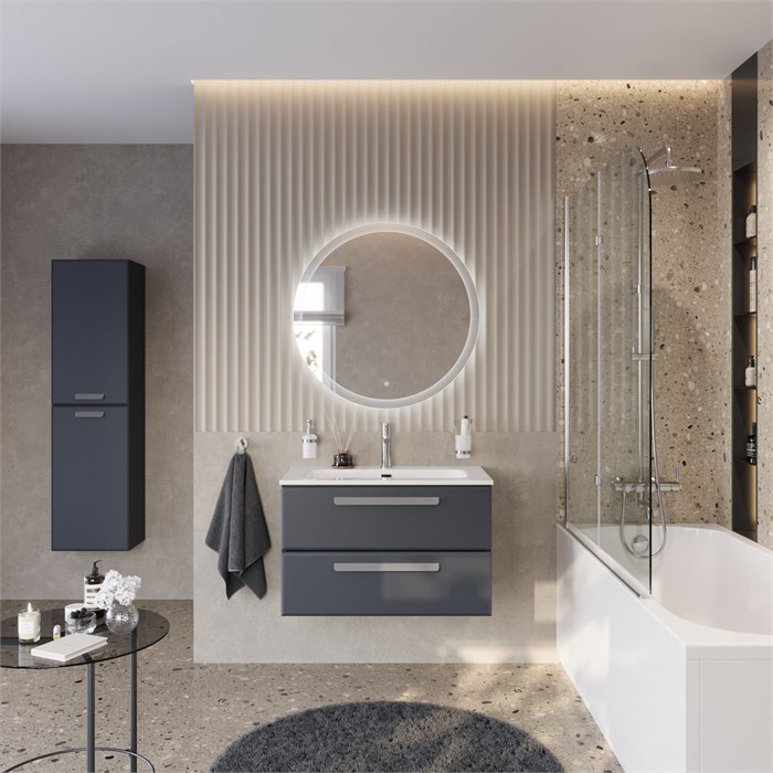 Тумба с раковиной подвесная CEZARES ECO-CER-N 80 Grafito, раковина белая CZR-8073-80 190746