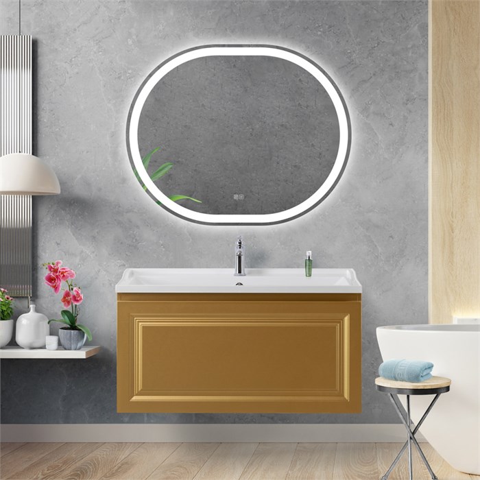 Тумба с раковиной подвесная CEZARES GIUBILEO-N 100 Брашированное золото, раковина белая 190732