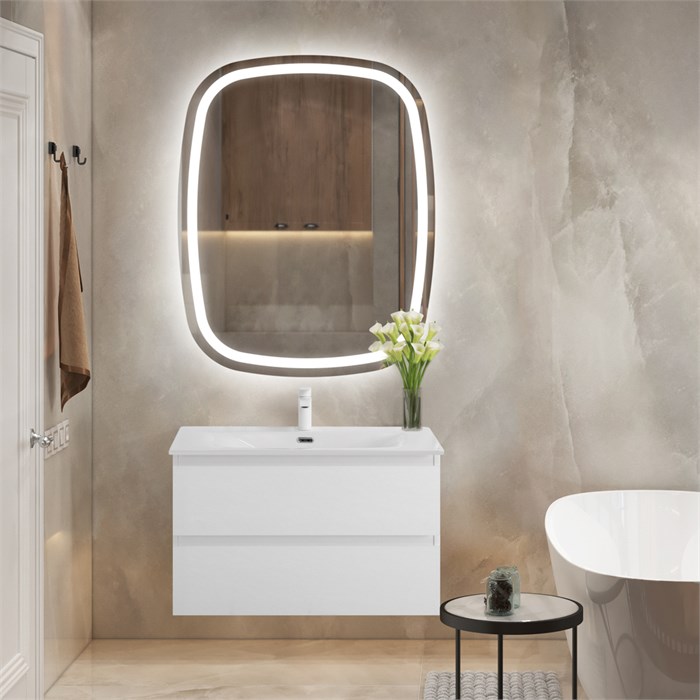 Тумба с раковиной подвесная CEZARES MOLVENO 90 Bianco Ghiaccio, раковина белая CZR-8099-90/50 190712