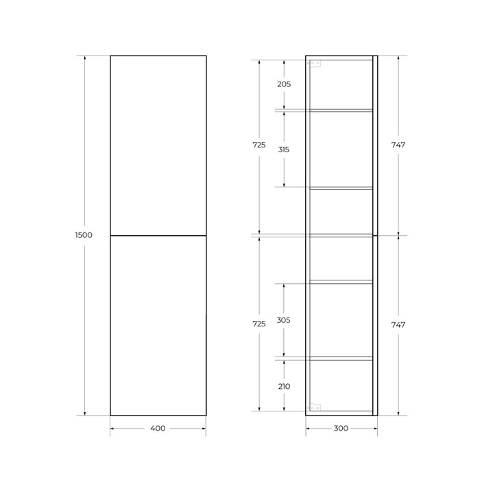 Шкаф подвесной BelBagno DUE-1500-2A-SC-GM-P Оружейная сталь 02066590112