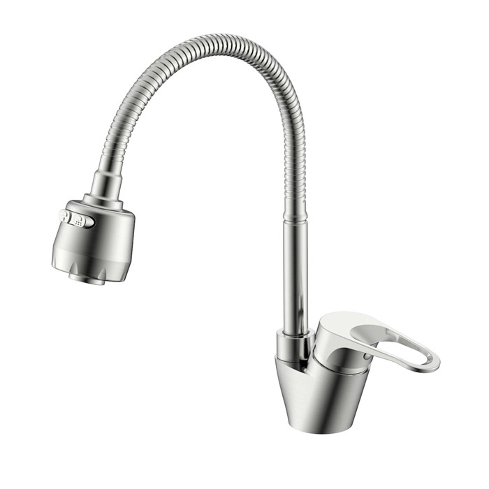 Смеситель Splenka для кухни 2-х режимный гибкий поворотный излив, сатин (S202.47.05) S202.47.05