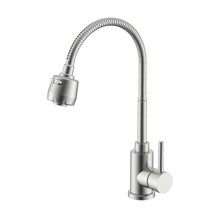 Смеситель Splenka для кухни 2-х режимный гибкий поворотный излив, сатин (S201.47.05) S201.47.05