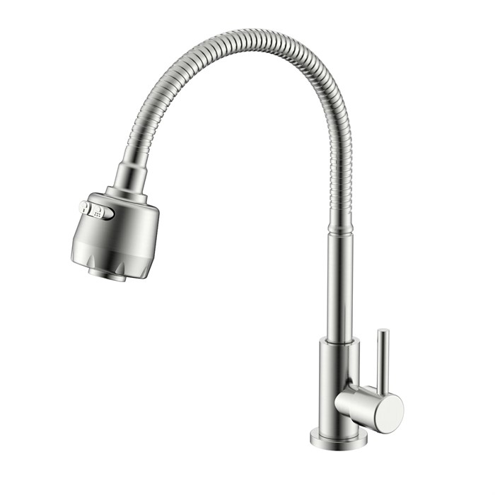 Кран Splenka для кухни 2-х режимный гибкий поворотный излив, сатин (S249.482.05) S249.482.05