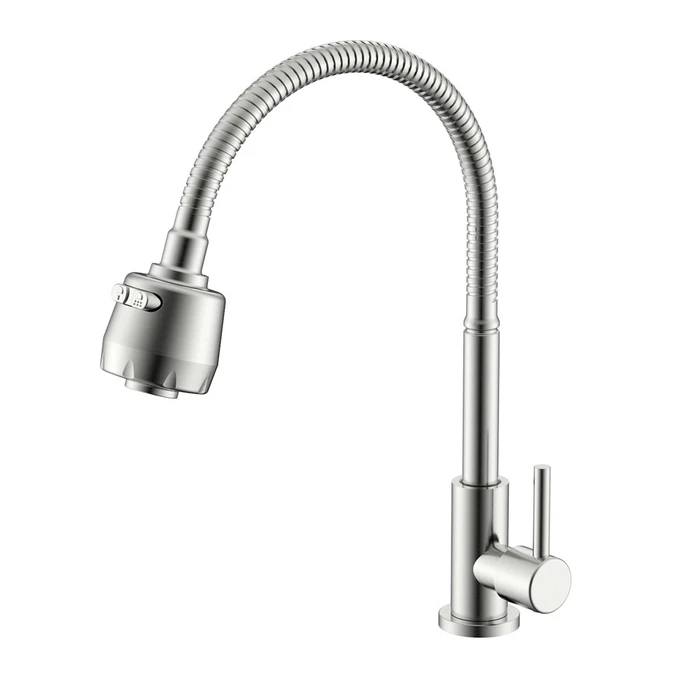 Кран Splenka S249.482.05 для кухни 2-х режимный гибкий поворотный излив, сатин S249.482.05