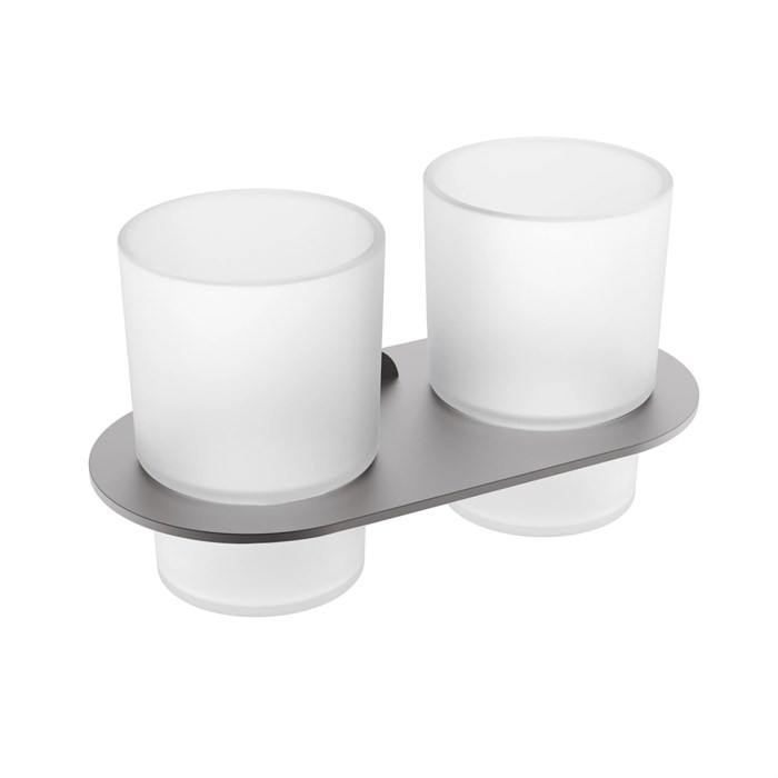 Стакан для зубных щеток с держателем Raglo двойной, графит (R300.08.09) R300.08.09