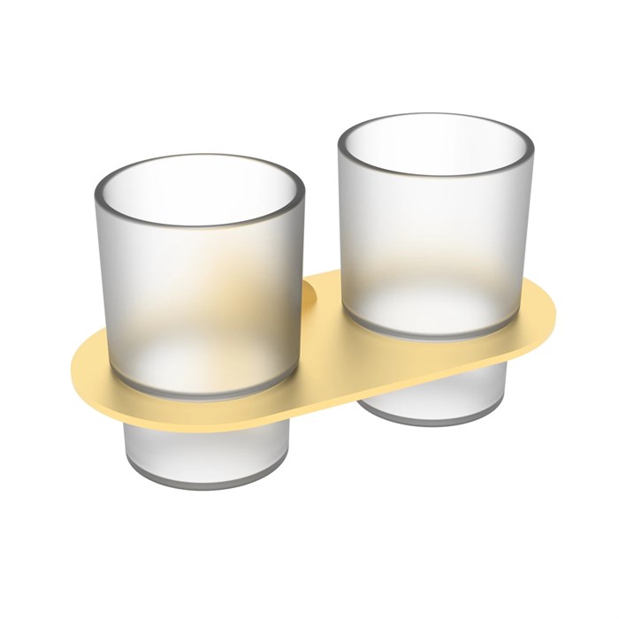 Стакан для зубных щеток с держателем Raglo двойной, сатин золотой (R300.08.03) R300.08.03