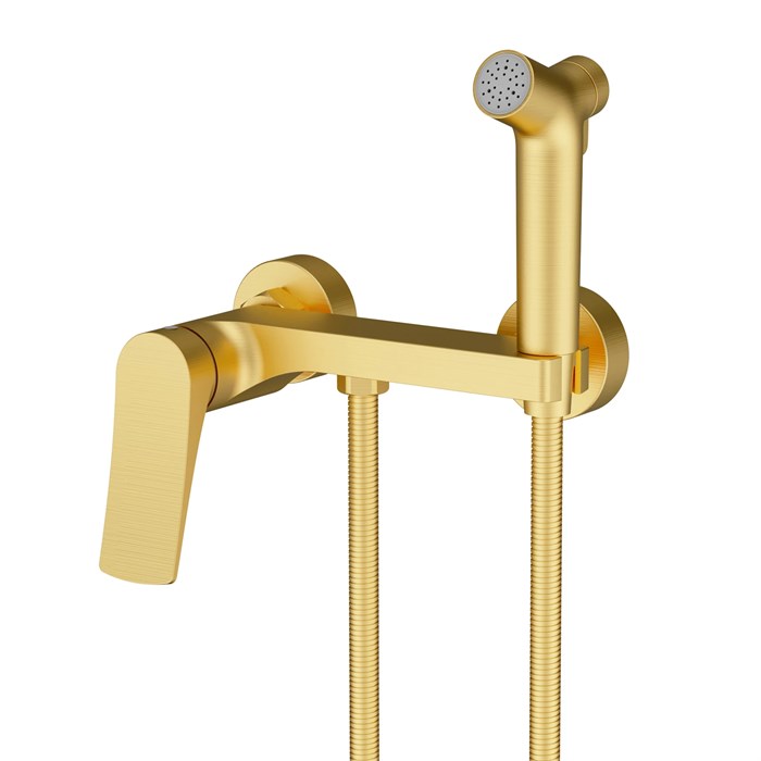 Смеситель Splenka с гигиеническим душем настенный сатин золотой (S54.51.03) S54.51.03