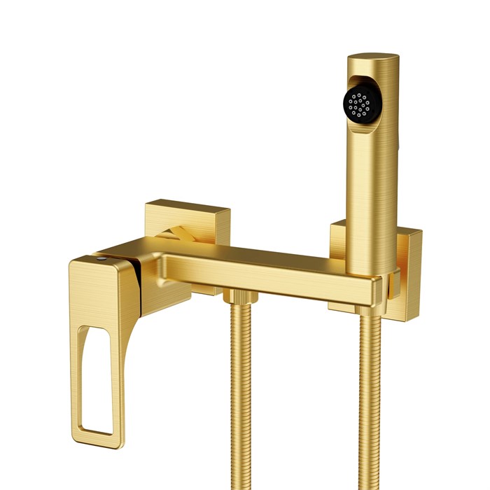 Смеситель Splenka с гигиеническим душем настенный сатин золотой (S55.51.03) S55.51.03