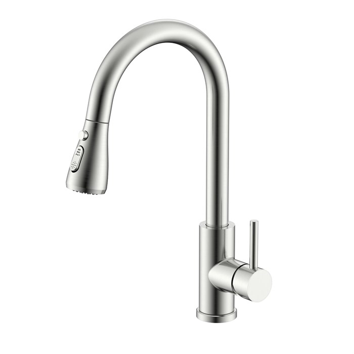 Смеситель Splenka для кухни 2-х режимный поворотный выдвижной излив, сатин (S203.49.05) S203.49.05