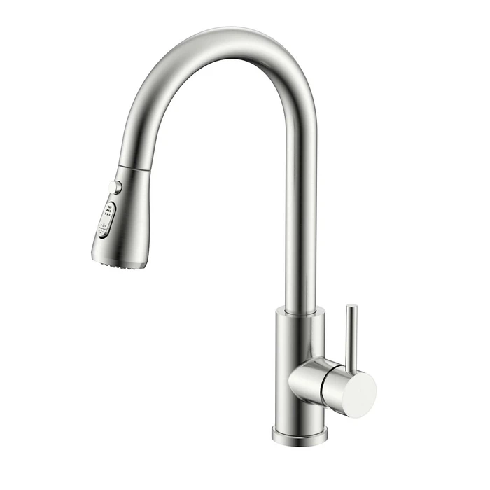Смеситель Splenka S203.49.05 для кухни 2-х режимный  поворотный выдвижной излив, сатин S203.49.05