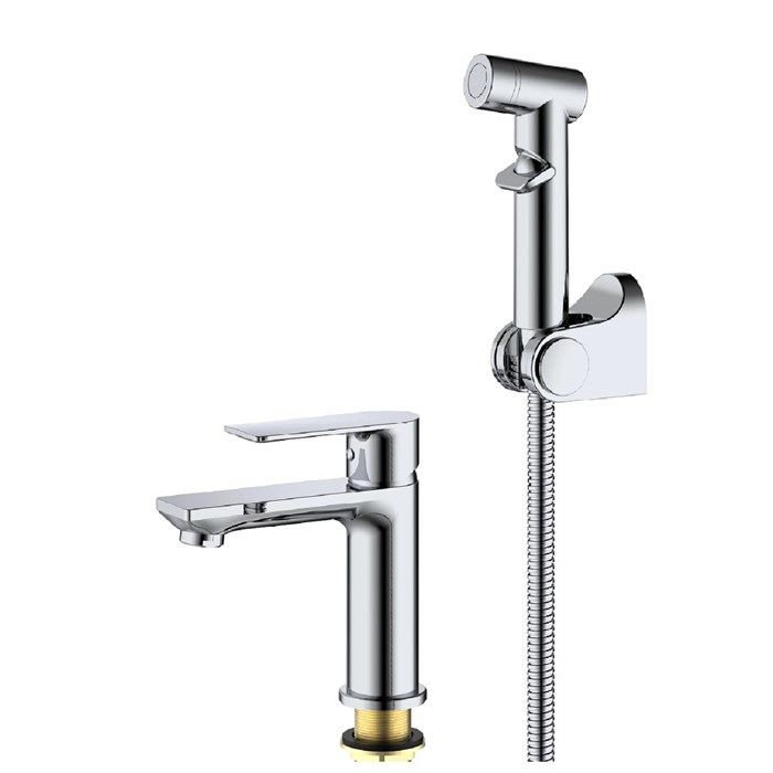 Смеситель Splenka для раковины с гигиеническим душем монолитный, хром (S05.12) S05.12