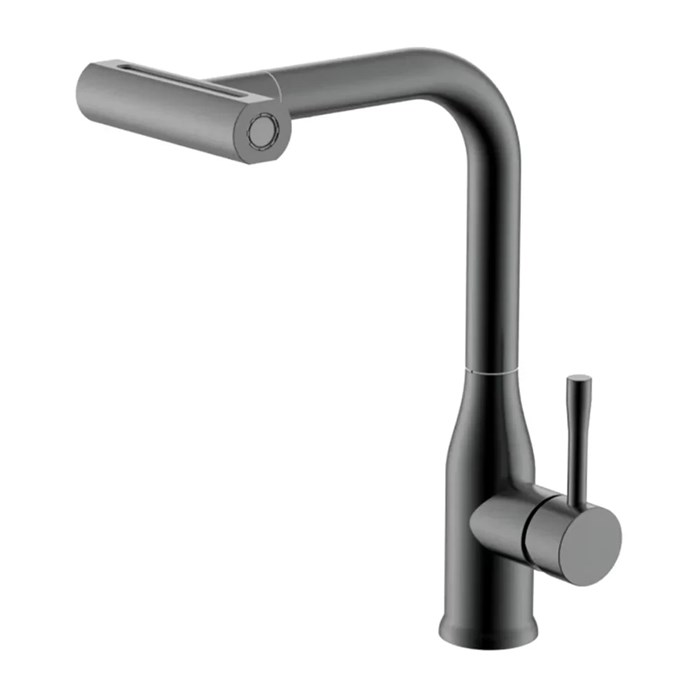 Смеситель Splenka для кухни мультирежимный поворотный выдвижной излив, графит (S206.49.09) S206.49.09