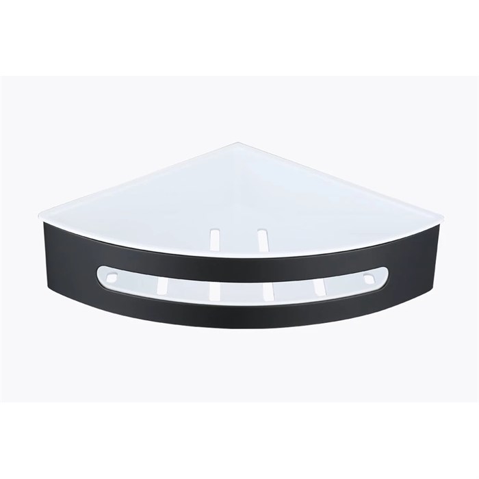 Полка для ванной и душа Raglo угловая с крючками, черный (R340.01.06) R340.01.06