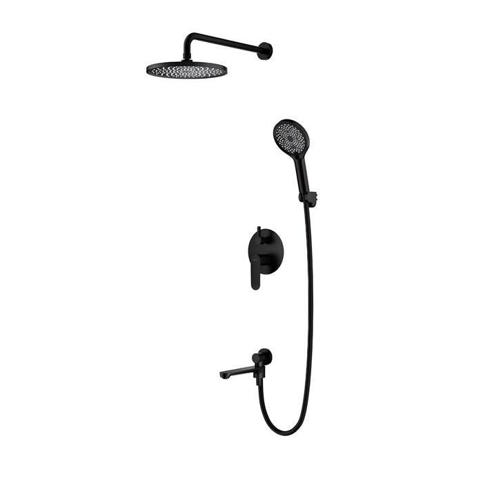 Душевая система Splenka для ванны и душа встраиваемая на 3 режима поворотный излив 20 см, черный (S222.27.06) S222.27.06