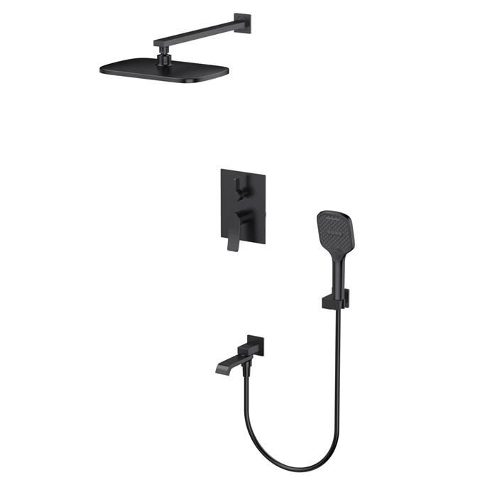 Душевая система Splenka для ванны и душа встраиваемая на 3 режима поворотный излив 18 см, черный (S31.27.06) S31.27.06