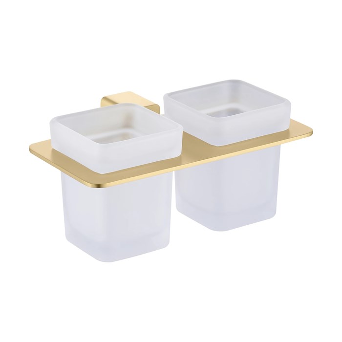 Стакан для зубных щеток с держателем Raglo двойной, сатин золотой (R301.08.03) R301.08.03