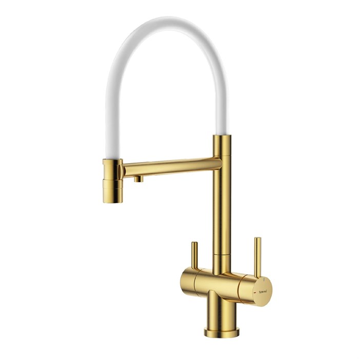Смеситель Splenka для кухни с подключением к фильтру съёмный гибкий излив с магнитным фиксатором, сатин золотой (S70.63.03) S70.63.03