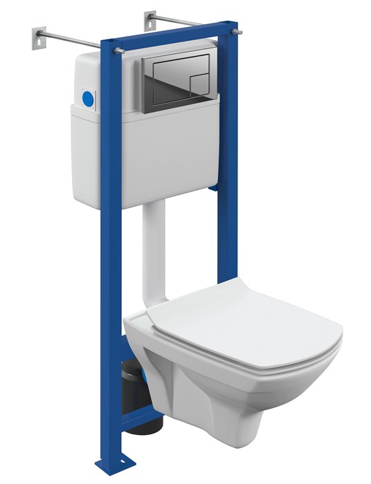 Комплект Cersanit  CARINA XL CO DPL EO slim инсталляция VECTOR кнопка CORNER пластик хром глянцевый (64441) 64441