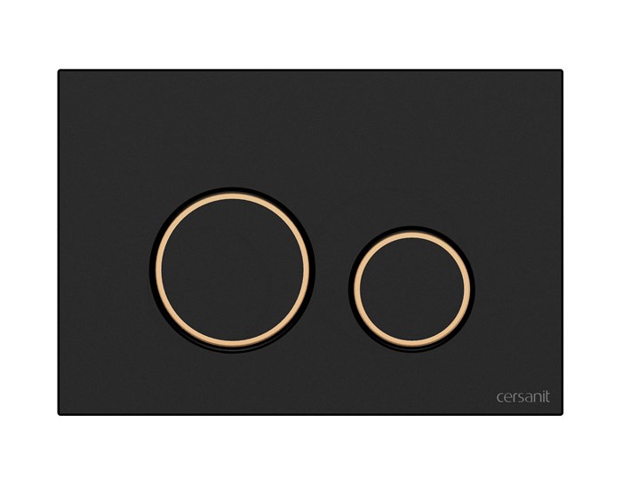 Кнопка Cersanit  TWINS для LINK PRO/VECTOR/LINK/HI-TEC пластик черный матовый с рамкой золото (63534) 63534