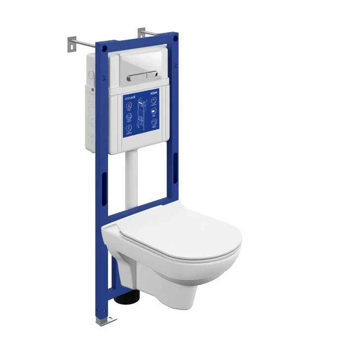 Комплект CERSANIT CITY CO DPL EO slim инсталляция AQUA 40 SMART M кнопка ESTETICA пластик белый с рамкой хром (69313) 69313