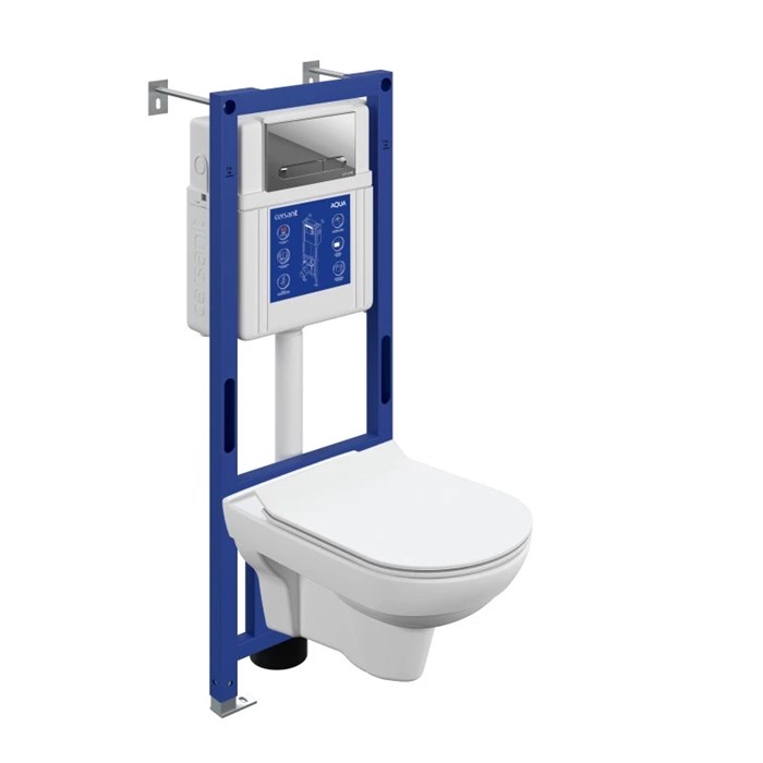 Комплект CERSANIT CITY DPL EO slim инсталляция AQUA 40 SMART M кнопка ESTETICA пластик хром глянцевый (69331) 69331