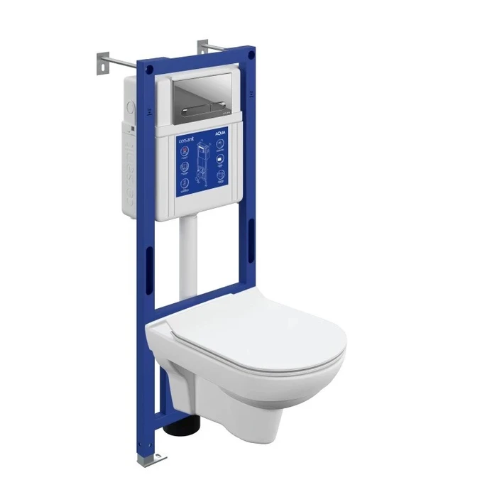 Комплект CERSANIT CITY DPL EO slim инсталляция AQUA 40 SMART M кнопка ESTETICA пластик хром глянцевый (69331) 69331