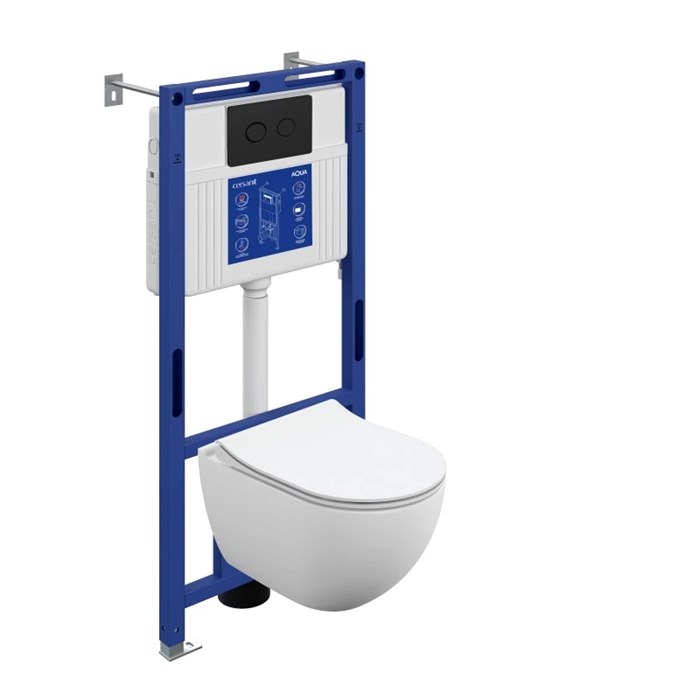 Комплект CERSANIT BRASKO SMART DPL EO slim инсталляция AQUA 50 PRIME P кнопка ACCENTO CIRCLE  пластик черный матовый LP (69321) 69321